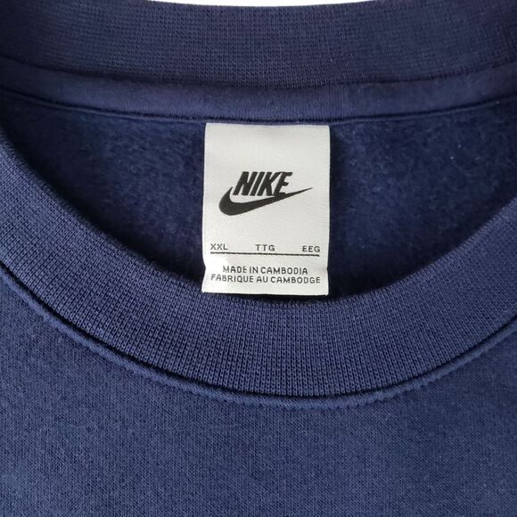 Vintage Nike Swoosh Sweatshirt Mens XXL Navy Embroidered Crewneck Pullover Y2K - Picture 4 of 12